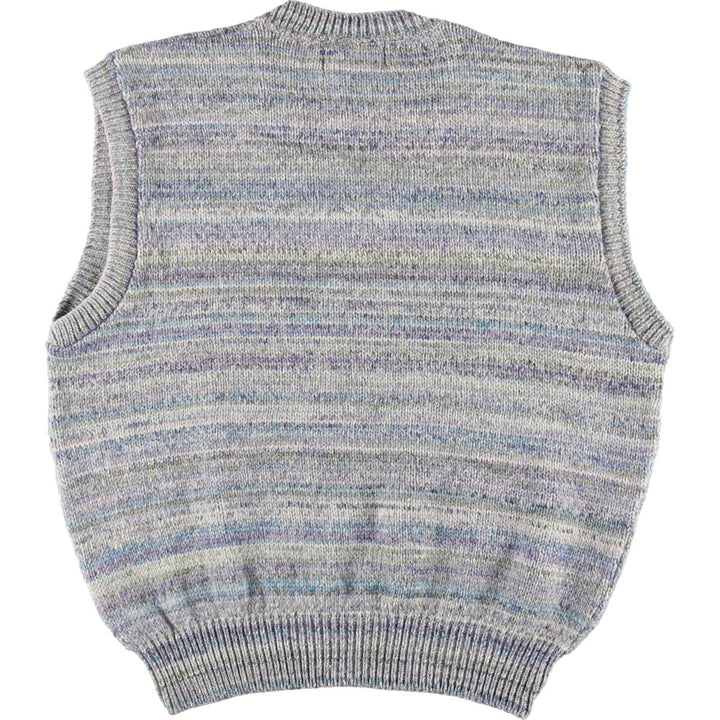 90'S SPRING STREET KNITTERS all-over print V-neck wool knit vest made in USA men's L vintage /eaa405786