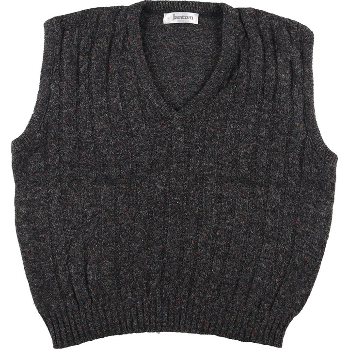 Jantzen Color Nep Cable Knit V-Neck Wool Knit Vest Made in USA Men's L Vintage /eaa405799