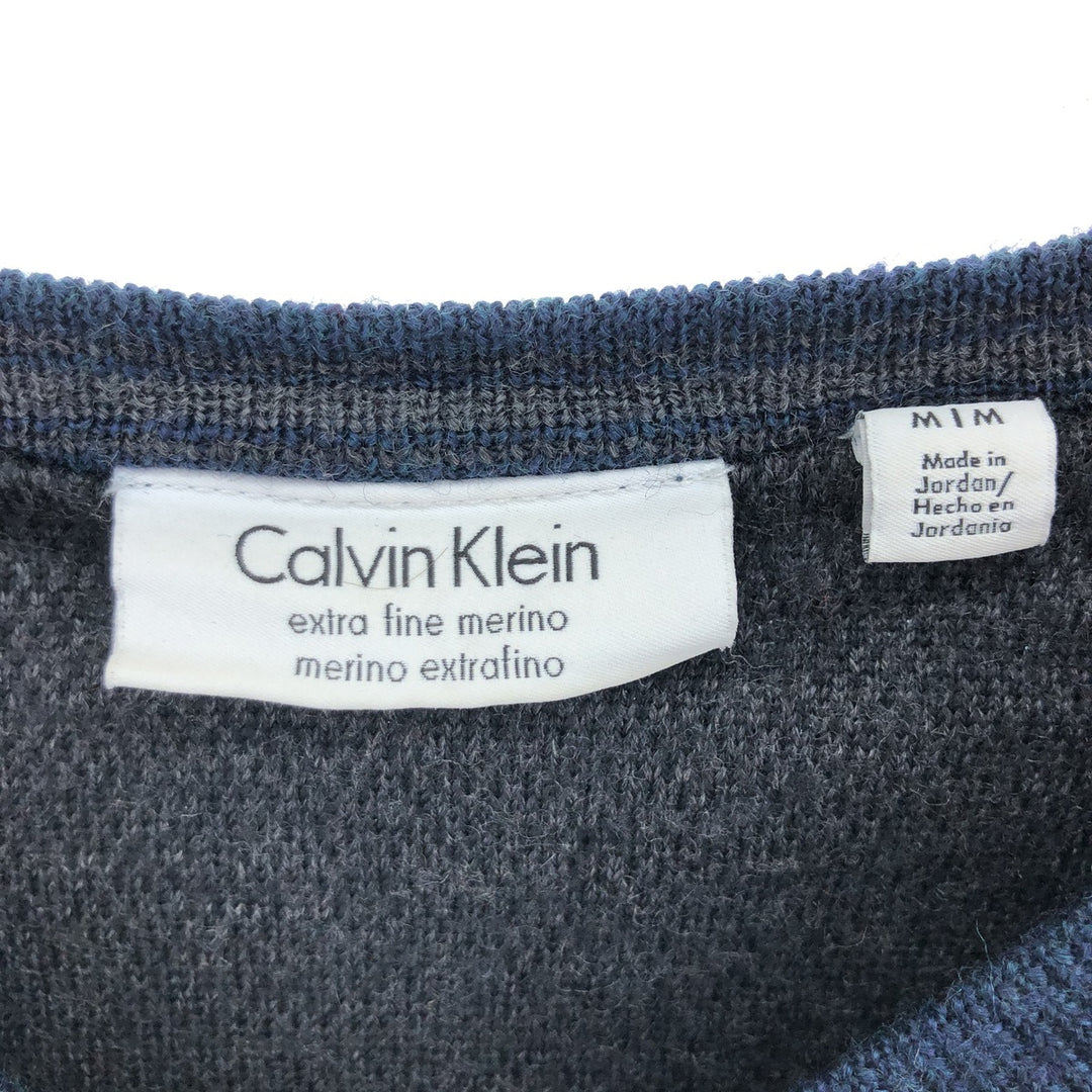 Calvin Klein V-neck Merino wool knit sweater for men, size M /eaa405922