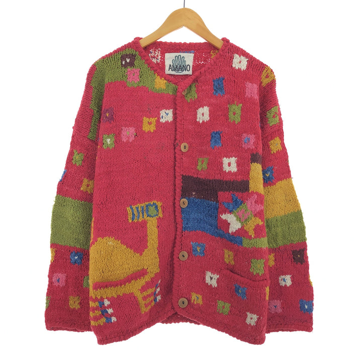 90'S AMANO all-over print knit cardigan, women's XXL, vintage /eaa405928