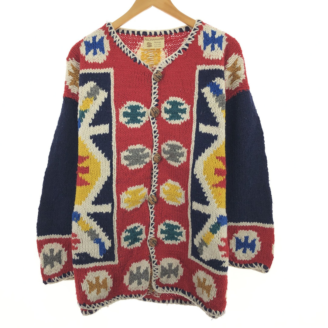 PACHAMAMA All-over Native Pattern Ecuadorian Knit Cardigan Women's XXL /eaa405934