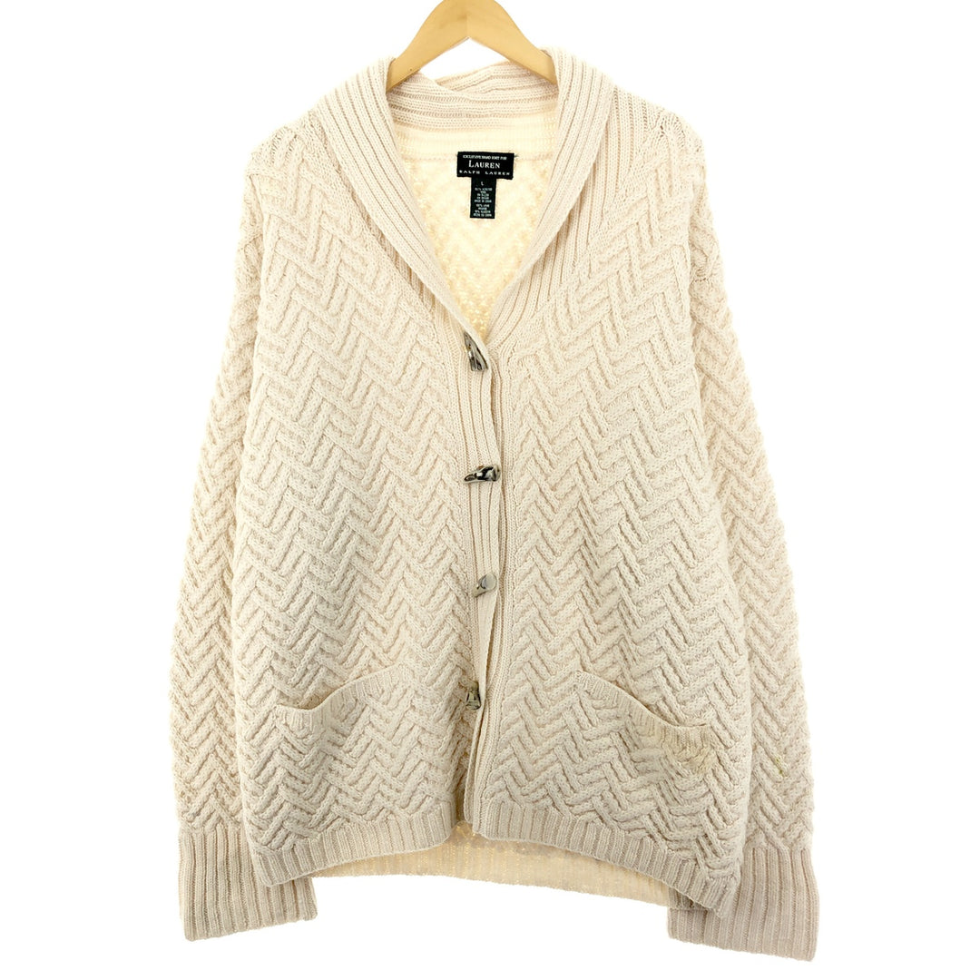 Ralph Lauren LAUREN Shawl Collar Fisherman Aran Knit Cardigan Women's L /eaa405970