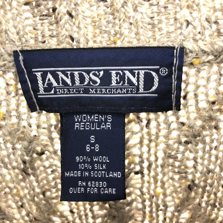 90'S LANDS'END Cable Knit Wool x Silk Knit Sweater Made in Scotland Women's XL Vintage /eaa405975