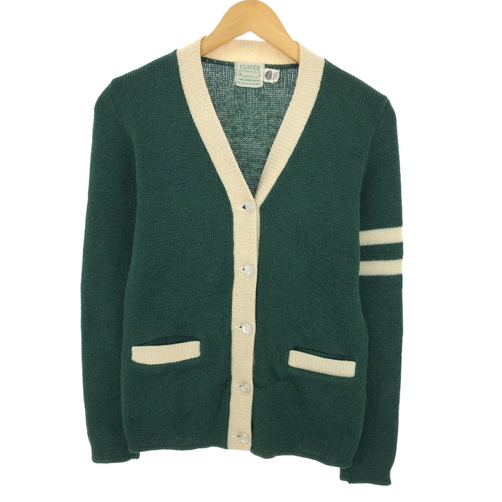 60'S CLOVER wool lettered knit cardigan made in Canada, women's S, vintage /eaa406324