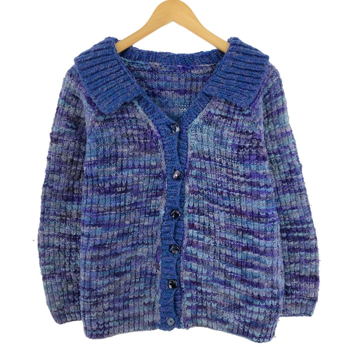 All-over print wool knit cardigan, women's L, vintage / eaa406330