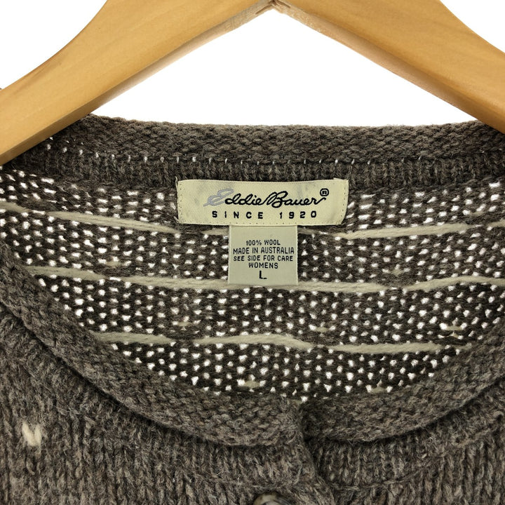 00'S Eddie Bauer Snow Pattern Wool Knit Cardigan Women's L /eaa406331