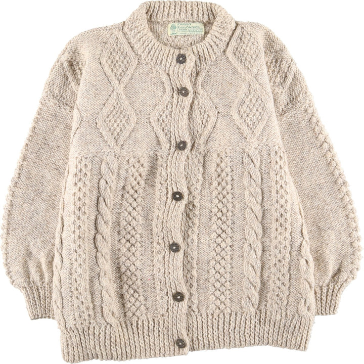 80'S CRANA HANDKNITS Fisherman Aran Knit Cardigan Made in Ireland Women's XL Vintage /eaa406360