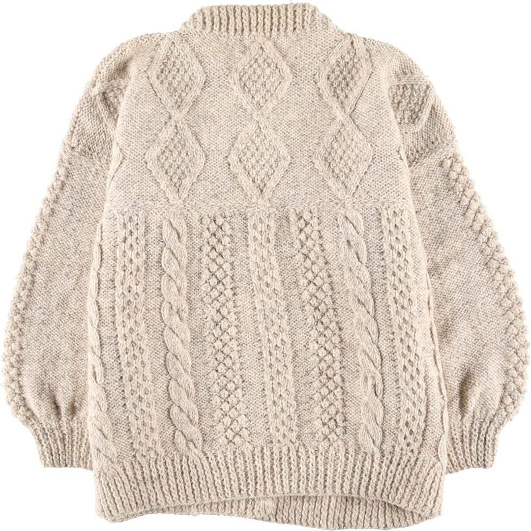 80'S CRANA HANDKNITS Fisherman Aran Knit Cardigan Made in Ireland Women's XL Vintage /eaa406360