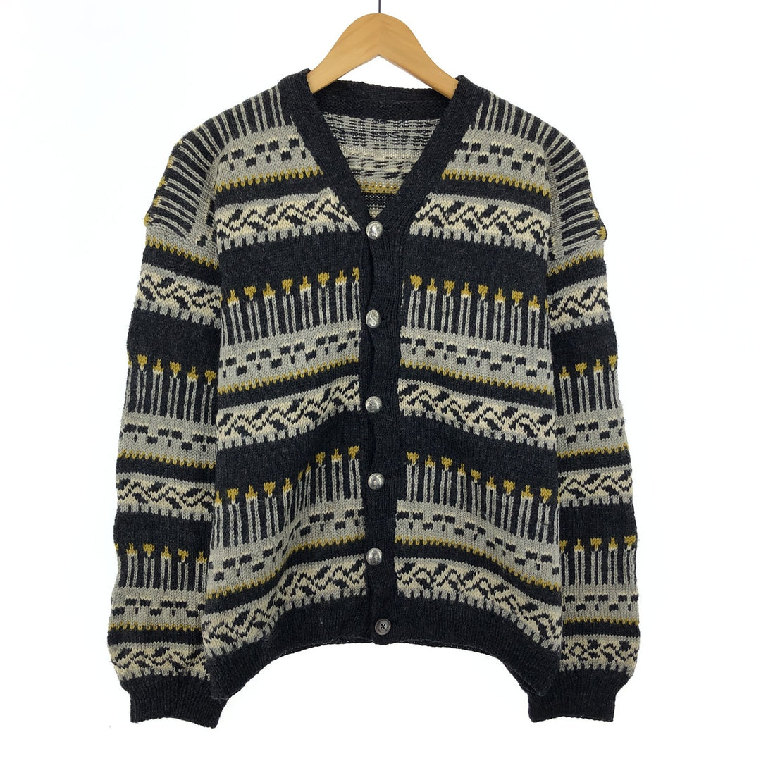 UNKNOWN All-over Pattern Wool Tyrolean Cardigan Men's L /eaa406574