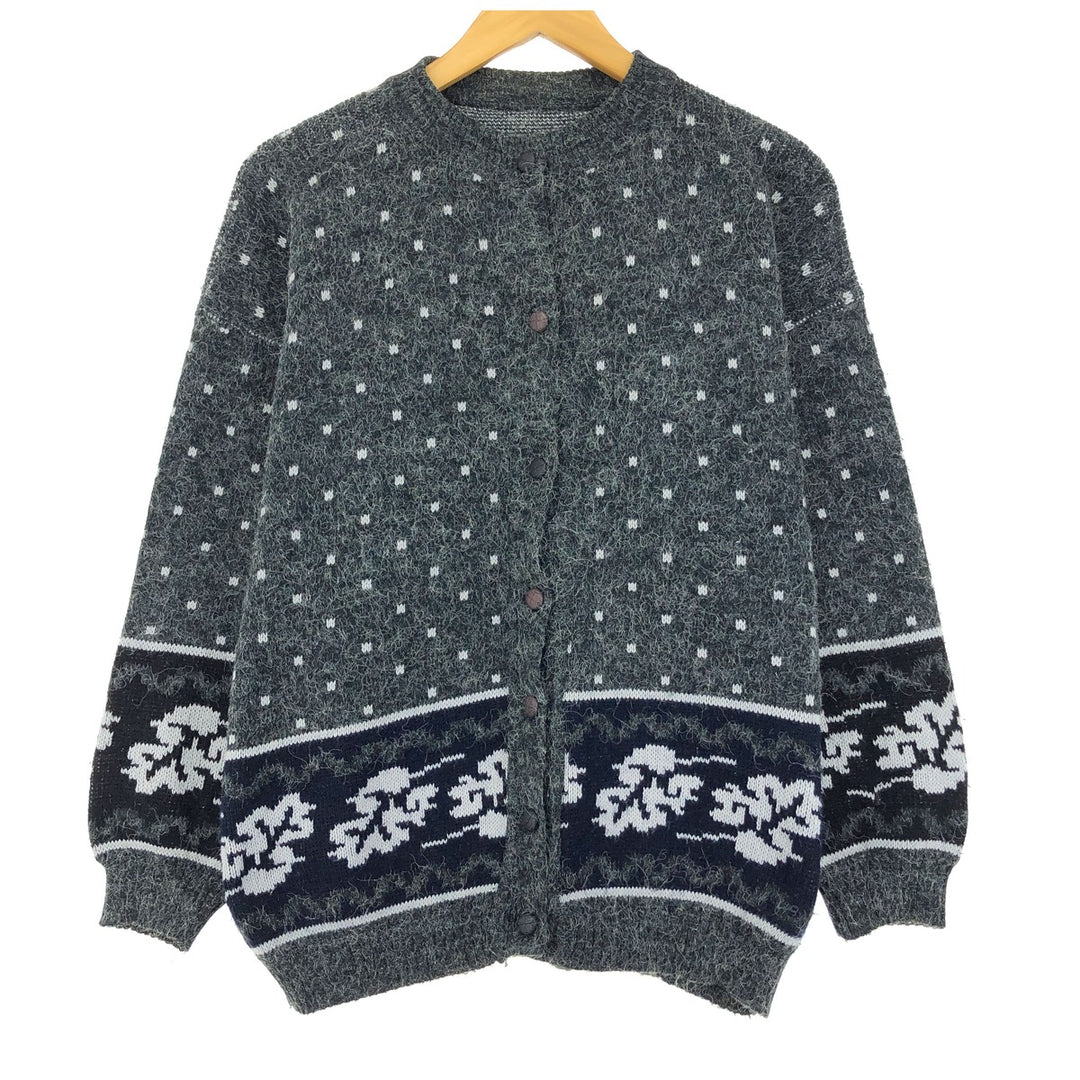 All-over print wool knit cardigan, ladies' XL /eaa406598