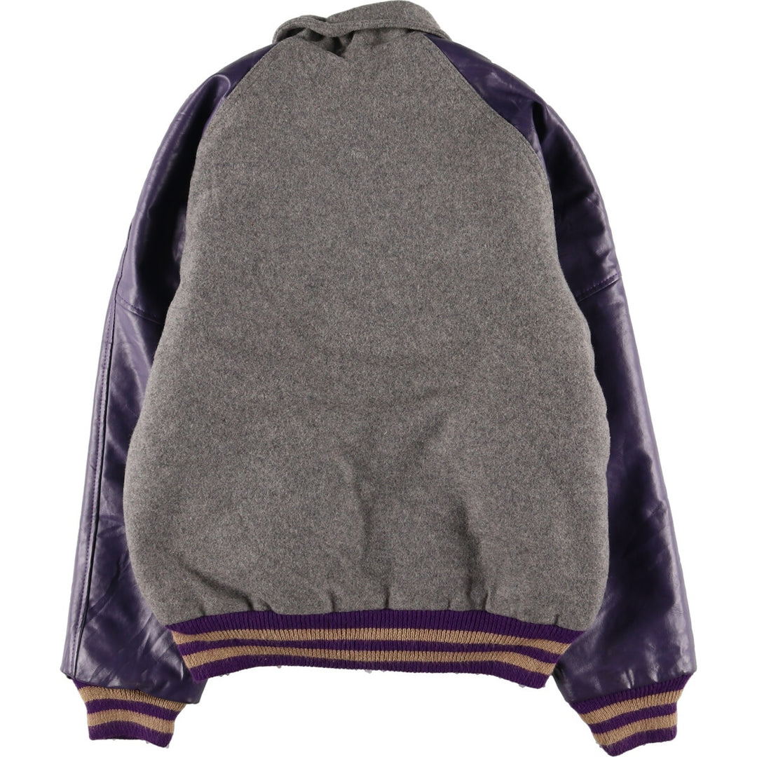 90'S NEFF Collared Leather Sleeve Wool Stadium Jacket Award Jacket Varsity Jacket Men's L Vintage /eaa406613