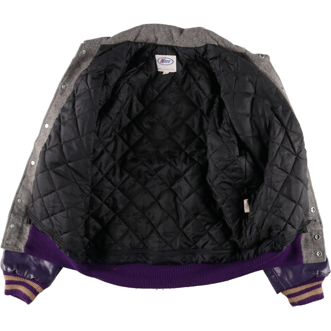 90'S NEFF Collared Leather Sleeve Wool Stadium Jacket Award Jacket Varsity Jacket Men's L Vintage /eaa406613