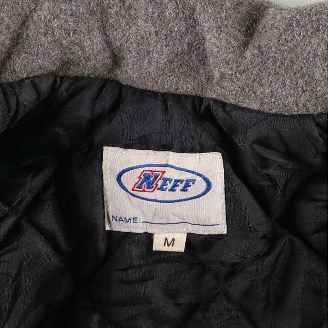 90'S NEFF Collared Leather Sleeve Wool Stadium Jacket Award Jacket Varsity Jacket Men's L Vintage /eaa406613