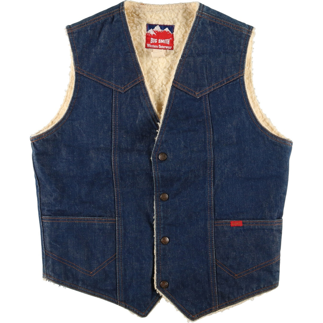 70s~ Big Smith denim fleece vest made in USA, men's M, vintage /eaa406616