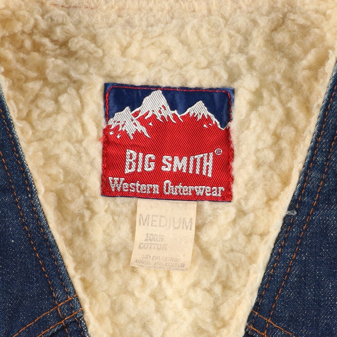 70s~ Big Smith denim fleece vest made in USA, men's M, vintage /eaa406616