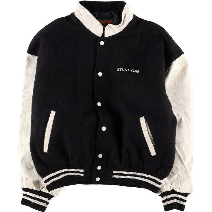 EXPORT LEATHER GARMENT LTD Stand collar wool varsity jacket with leather sleeves Made in Canada Men's M /eaa406685