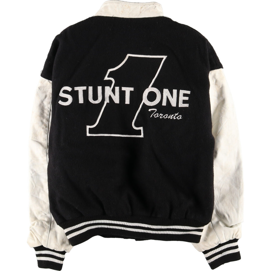 EXPORT LEATHER GARMENT LTD Stand collar wool varsity jacket with leather sleeves Made in Canada Men's M /eaa406685