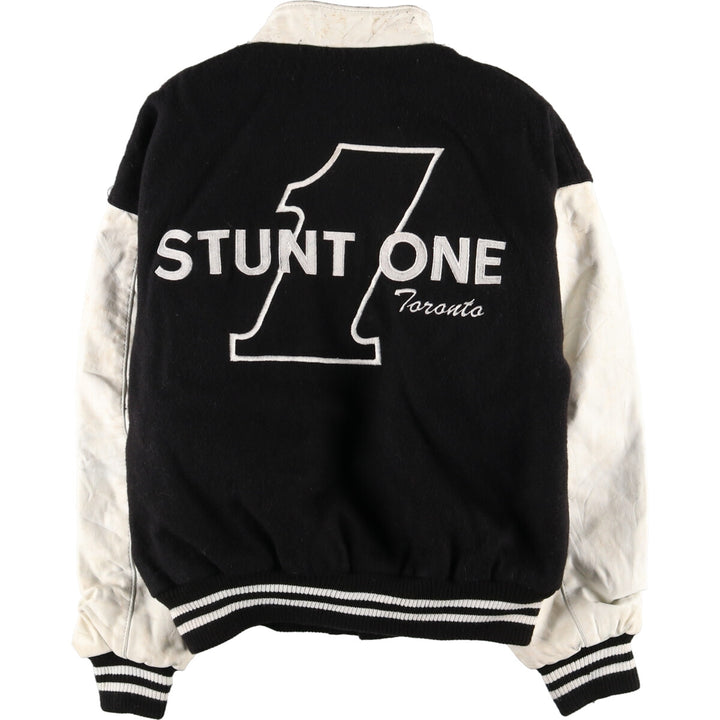 EXPORT LEATHER GARMENT LTD Stand collar wool varsity jacket with leather sleeves Made in Canada Men's M /eaa406685