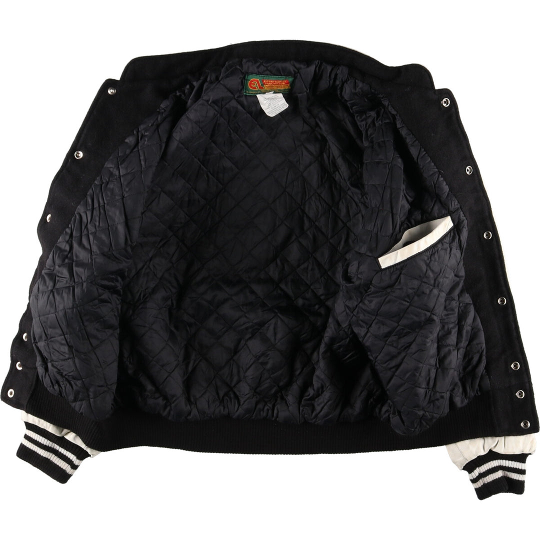 EXPORT LEATHER GARMENT LTD Stand collar wool varsity jacket with leather sleeves Made in Canada Men's M /eaa406685