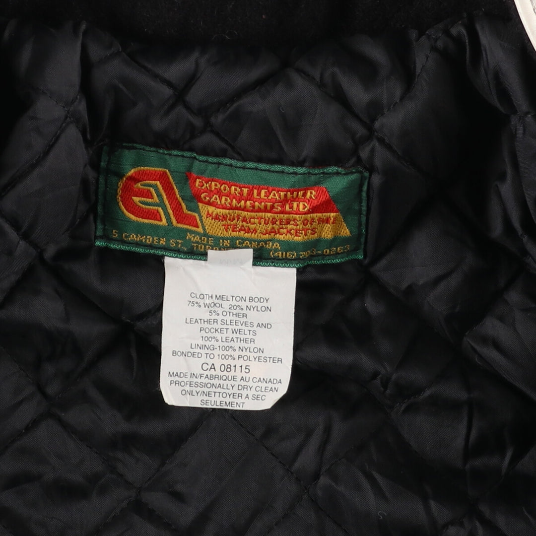 EXPORT LEATHER GARMENT LTD Stand collar wool varsity jacket with leather sleeves Made in Canada Men's M /eaa406685