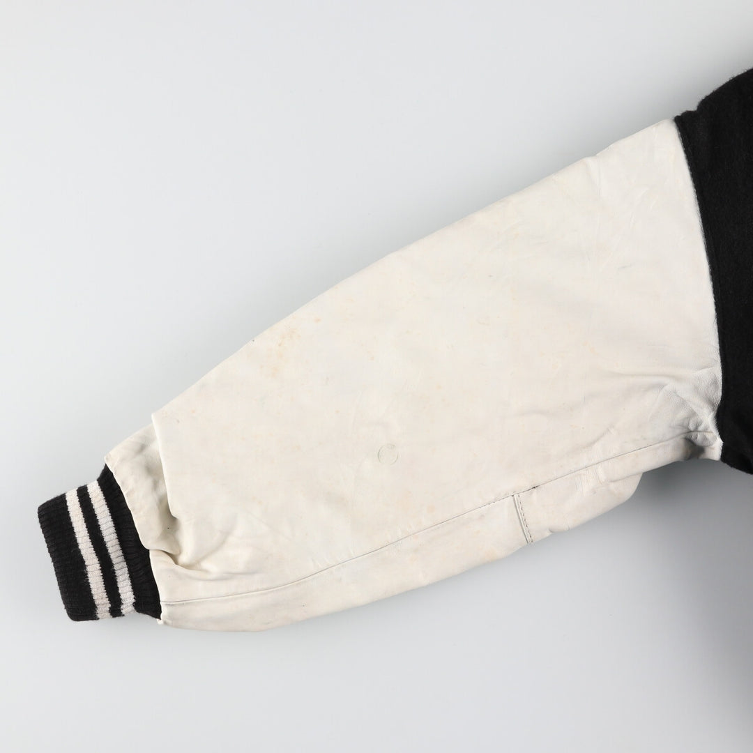 EXPORT LEATHER GARMENT LTD Stand collar wool varsity jacket with leather sleeves Made in Canada Men's M /eaa406685