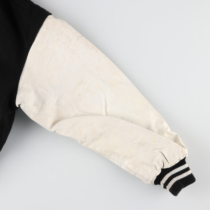 EXPORT LEATHER GARMENT LTD Stand collar wool varsity jacket with leather sleeves Made in Canada Men's M /eaa406685