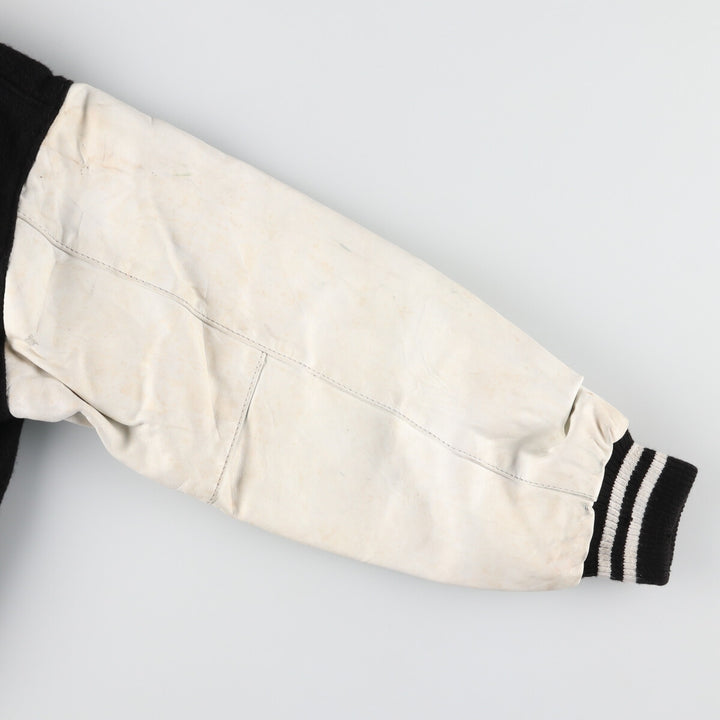 EXPORT LEATHER GARMENT LTD Stand collar wool varsity jacket with leather sleeves Made in Canada Men's M /eaa406685