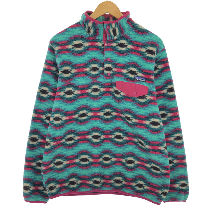 Patagonia SYNCHILLA Snap-T 25455FA15, made in 2015, all-over print fleece pullover, women's L /eaa406703