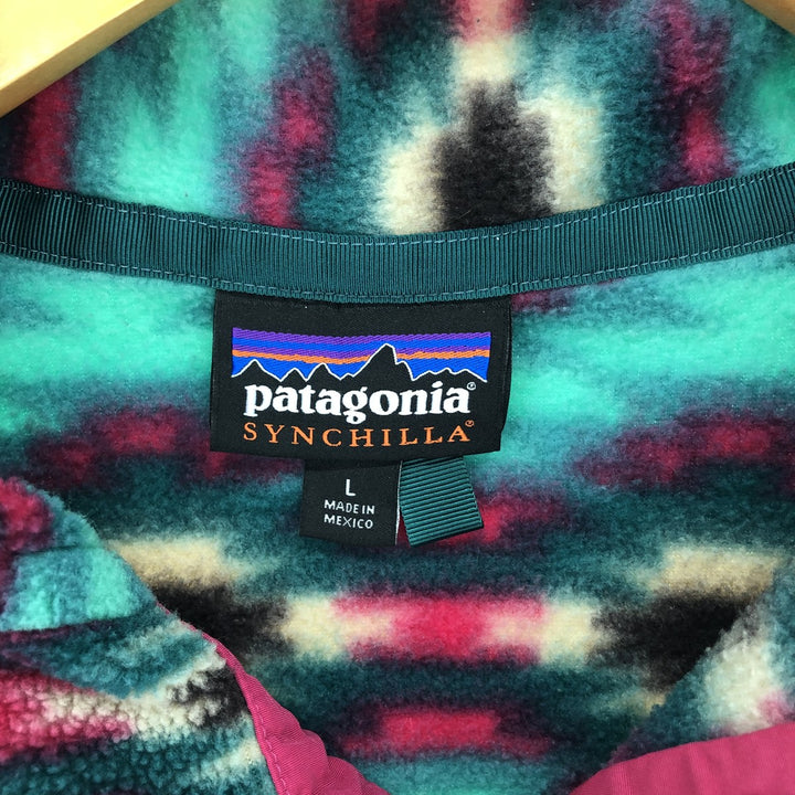 Patagonia SYNCHILLA Snap-T 25455FA15, made in 2015, all-over print fleece pullover, women's L /eaa406703