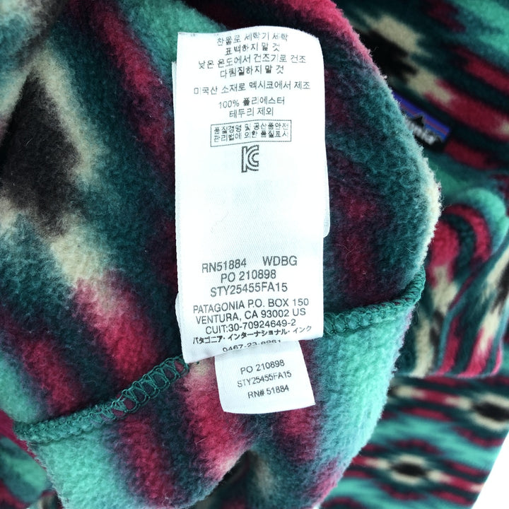 Patagonia SYNCHILLA Snap-T 25455FA15, made in 2015, all-over print fleece pullover, women's L /eaa406703