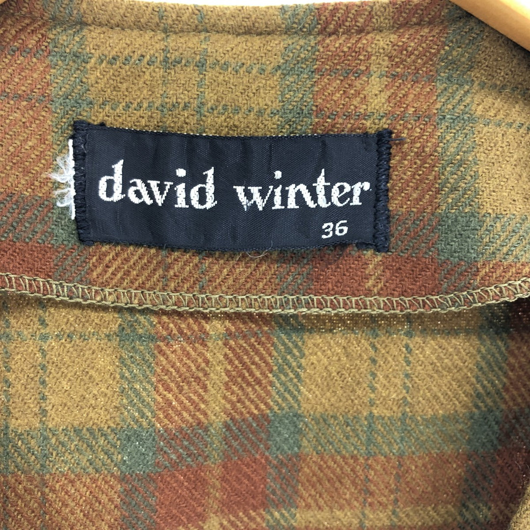 80'S david winter check pattern open front wool vest men's small vintage /eaa406895