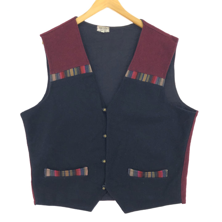 UNKNOWN All-over Pattern Open-front Wool Vest Men's L Vintage /eaa406897