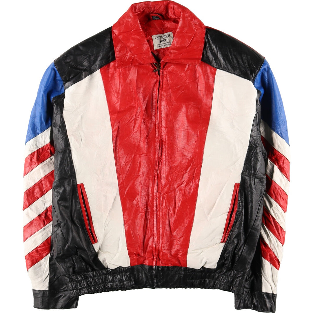 LEATHER 9000 All-over Stars and Stripes Leather Jacket Men's XXL /eaa406913