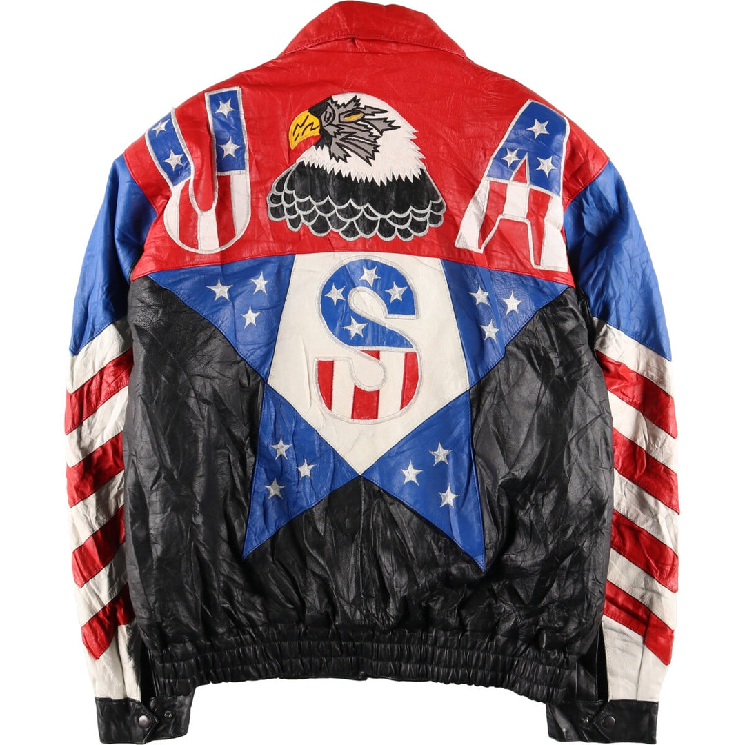 LEATHER 9000 All-over Stars and Stripes Leather Jacket Men's XXL /eaa406913