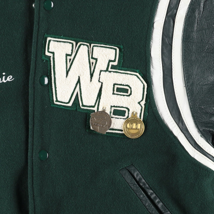 00'S VARSITY Leather Sleeve Wool Stadium Jacket Award Jacket Varsity Jacket Made in USA Men's S /eaa406972