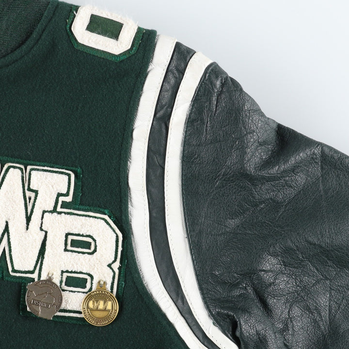 00'S VARSITY Leather Sleeve Wool Stadium Jacket Award Jacket Varsity Jacket Made in USA Men's S /eaa406972