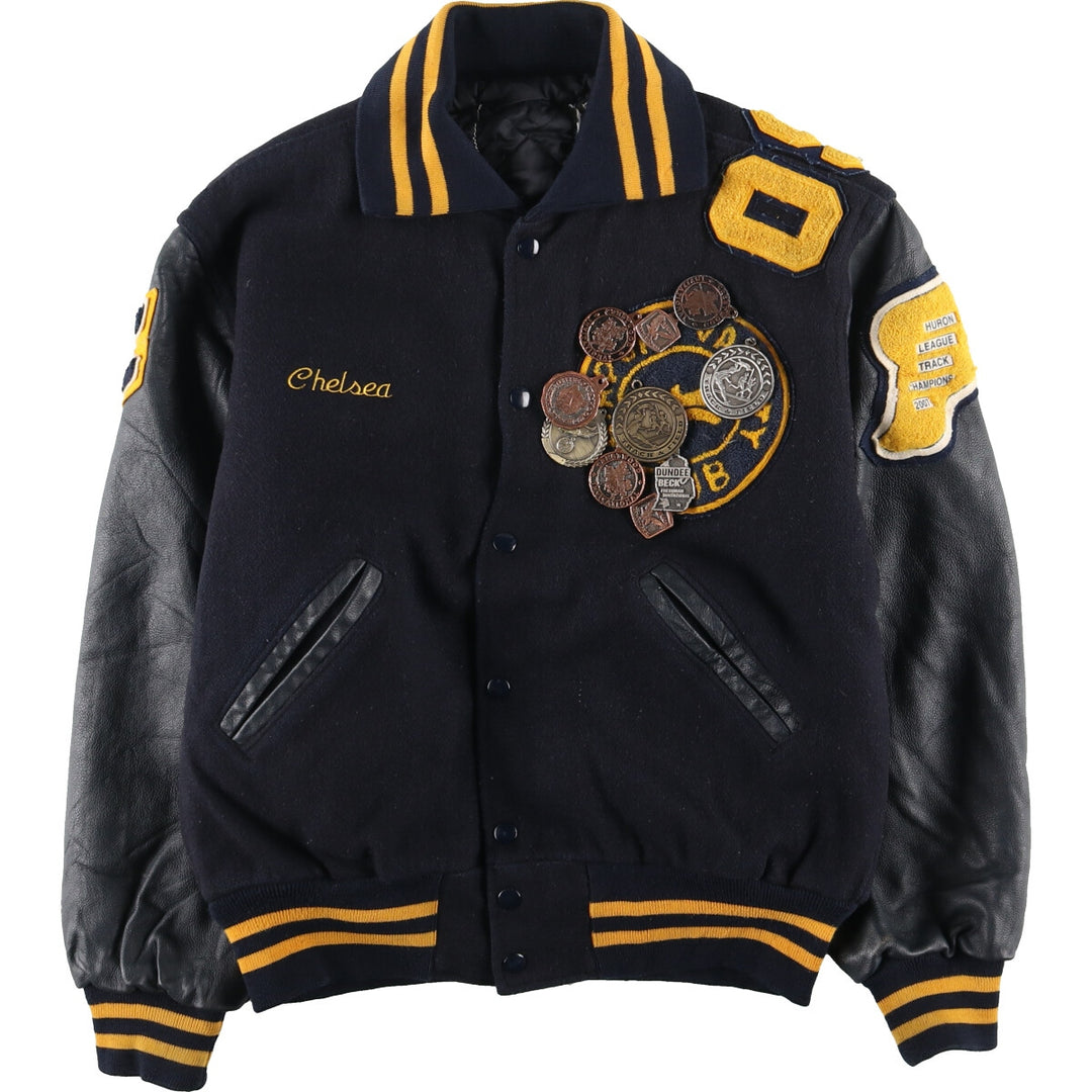 00'S charm attached back embroidery leather sleeve wool varsity jacket award jacket varsity jacket men's S /eaa406973