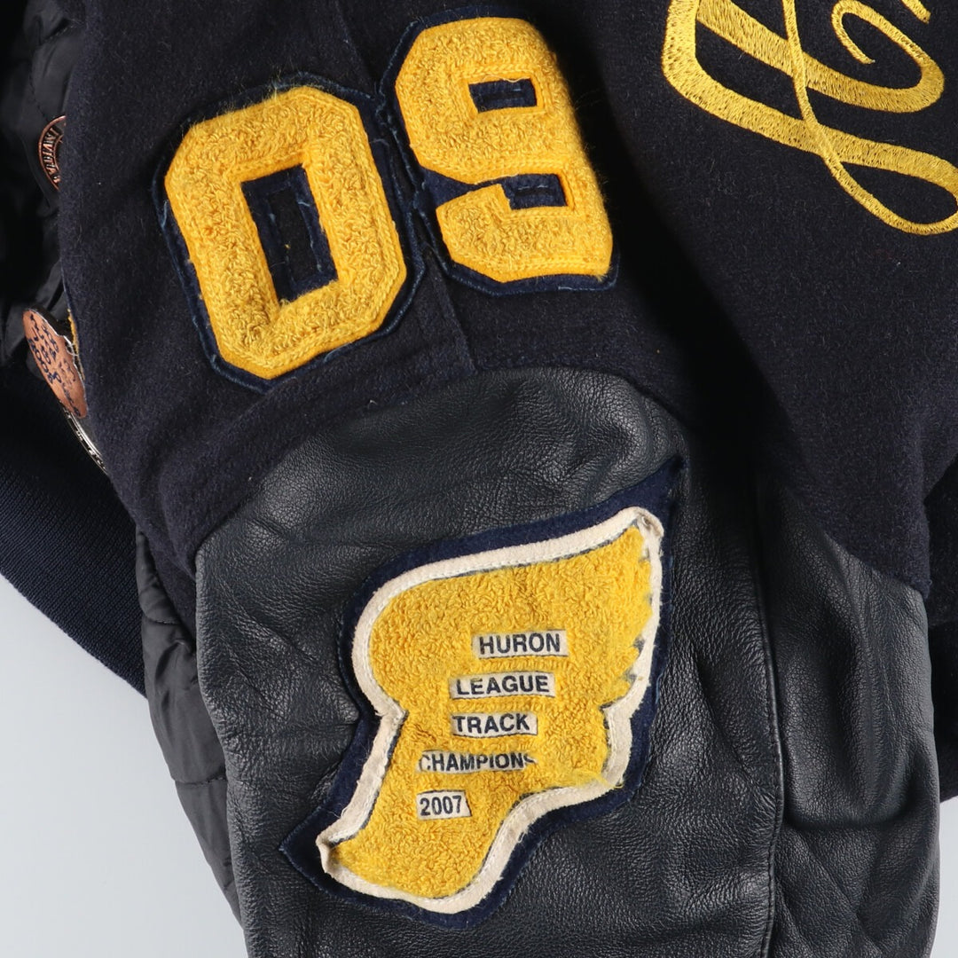 00'S charm attached back embroidery leather sleeve wool varsity jacket award jacket varsity jacket men's S /eaa406973