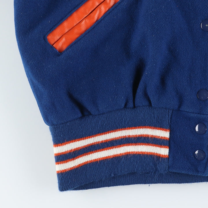 SPORTS PLUS Sailor collar hooded leather sleeve wool varsity jacket award jacket varsity jacket women's M /eaa406981