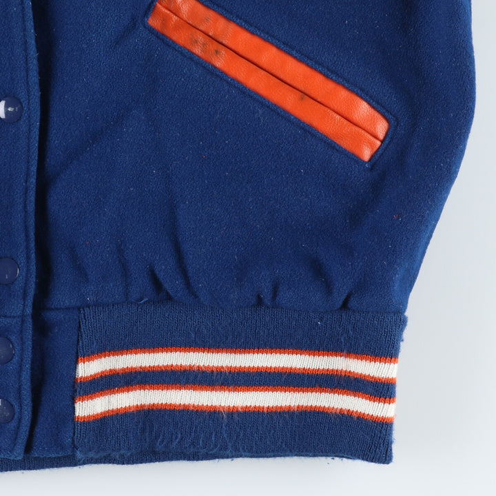 SPORTS PLUS Sailor collar hooded leather sleeve wool varsity jacket award jacket varsity jacket women's M /eaa406981