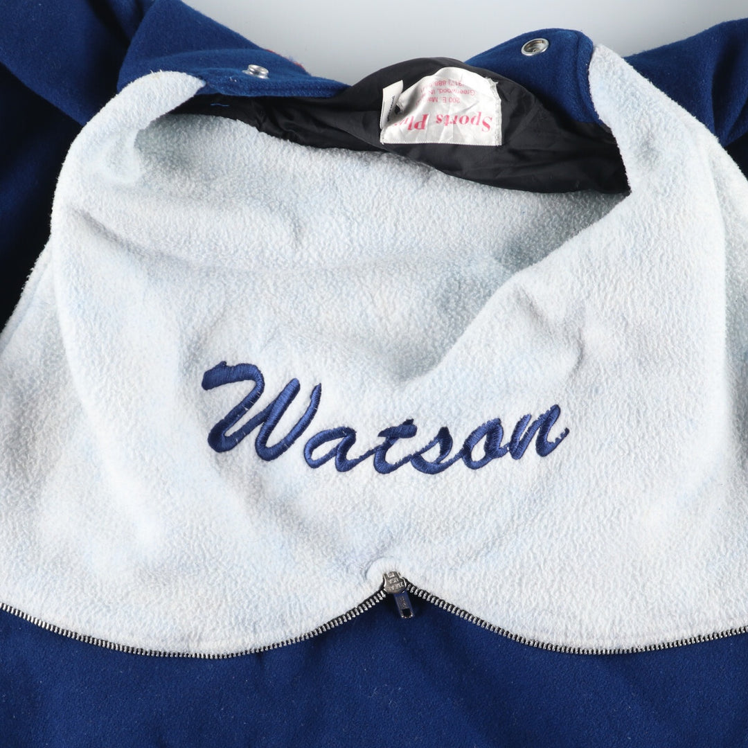 SPORTS PLUS Sailor collar hooded leather sleeve wool varsity jacket award jacket varsity jacket women's M /eaa406981