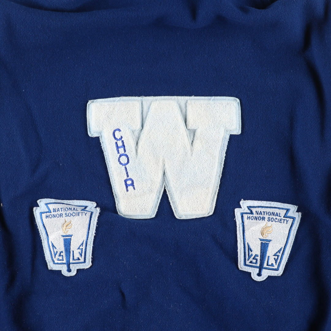 SPORTS PLUS Sailor collar hooded leather sleeve wool varsity jacket award jacket varsity jacket women's M /eaa406981