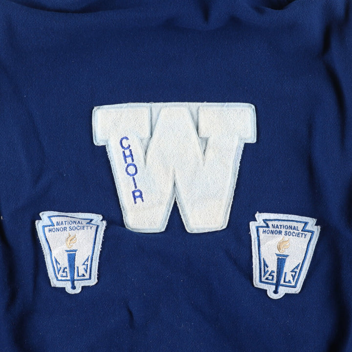 SPORTS PLUS Sailor collar hooded leather sleeve wool varsity jacket award jacket varsity jacket women's M /eaa406981