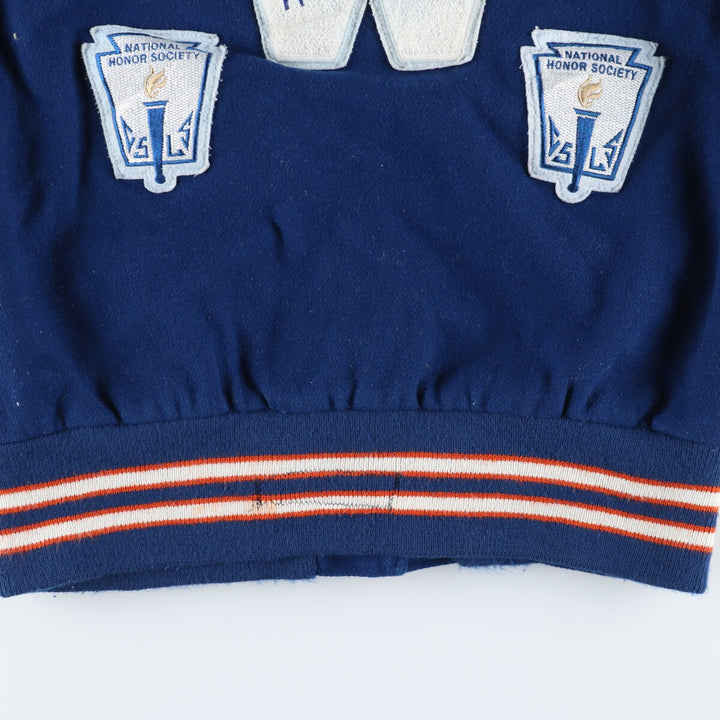 SPORTS PLUS Sailor collar hooded leather sleeve wool varsity jacket award jacket varsity jacket women's M /eaa406981