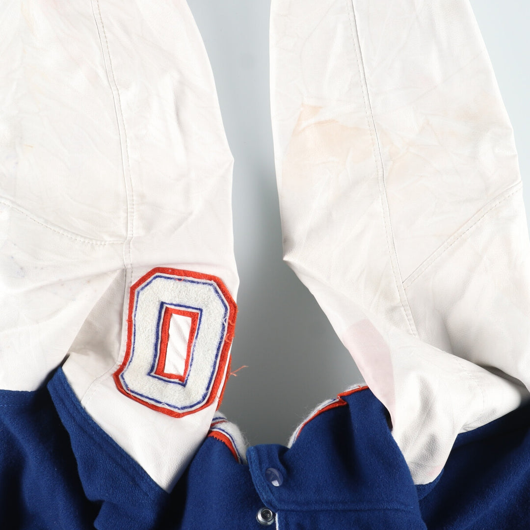 SPORTS PLUS Sailor collar hooded leather sleeve wool varsity jacket award jacket varsity jacket women's M /eaa406981