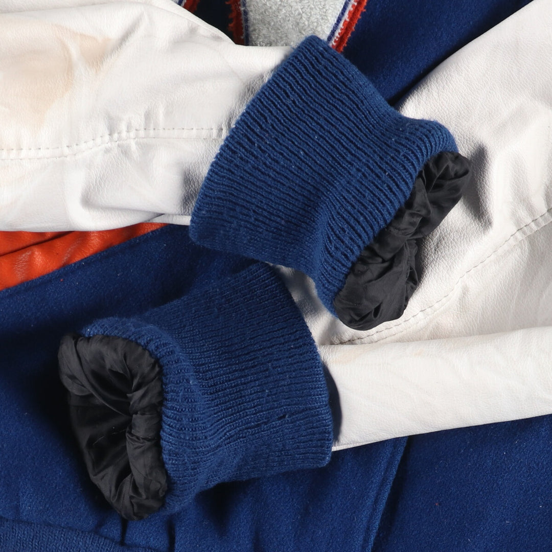 SPORTS PLUS Sailor collar hooded leather sleeve wool varsity jacket award jacket varsity jacket women's M /eaa406981