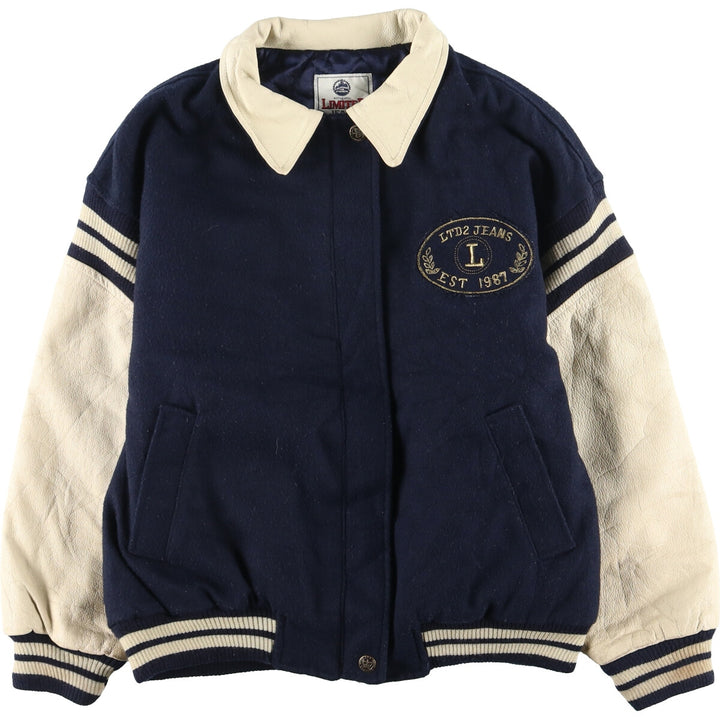 LIMITED Collared Leather Sleeve Wool Stadium Jacket Award Jacket Varsity Jacket Women's XL /eaa406982