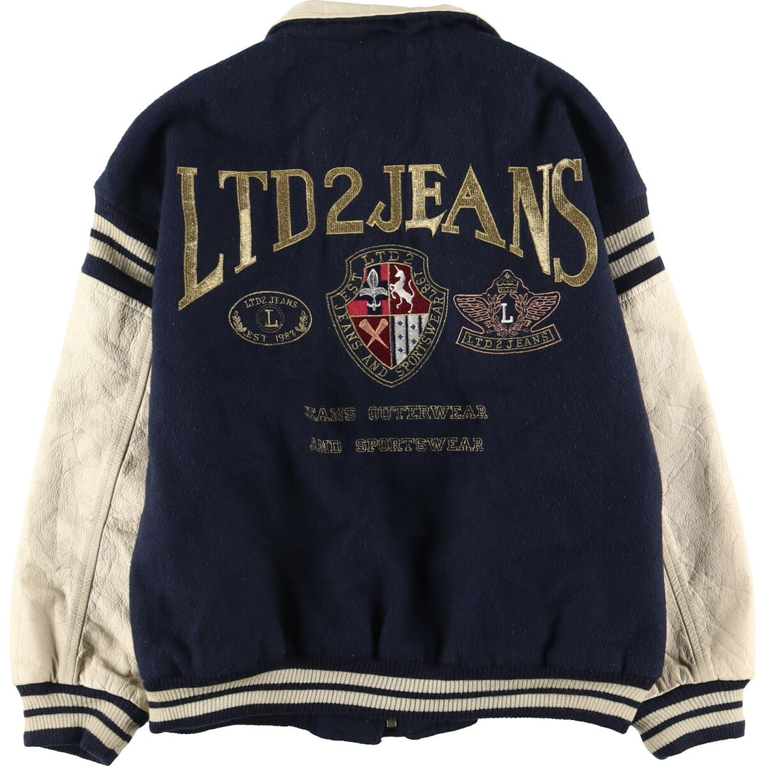 LIMITED Collared Leather Sleeve Wool Stadium Jacket Award Jacket Varsity Jacket Women's XL /eaa406982