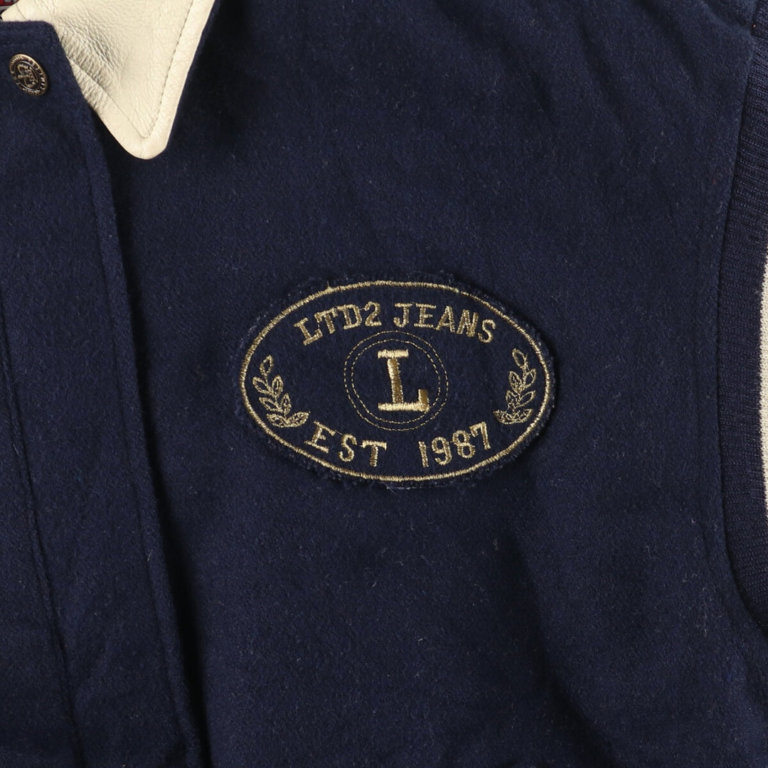 LIMITED Collared Leather Sleeve Wool Stadium Jacket Award Jacket Varsity Jacket Women's XL /eaa406982