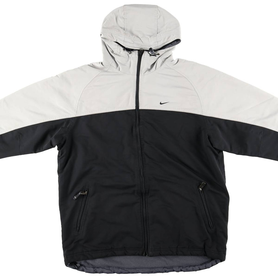 2000'S Nike Back Logo Padded Hoodie Puffer Jacket Men's Size L unclear black type Vintage Second Hand